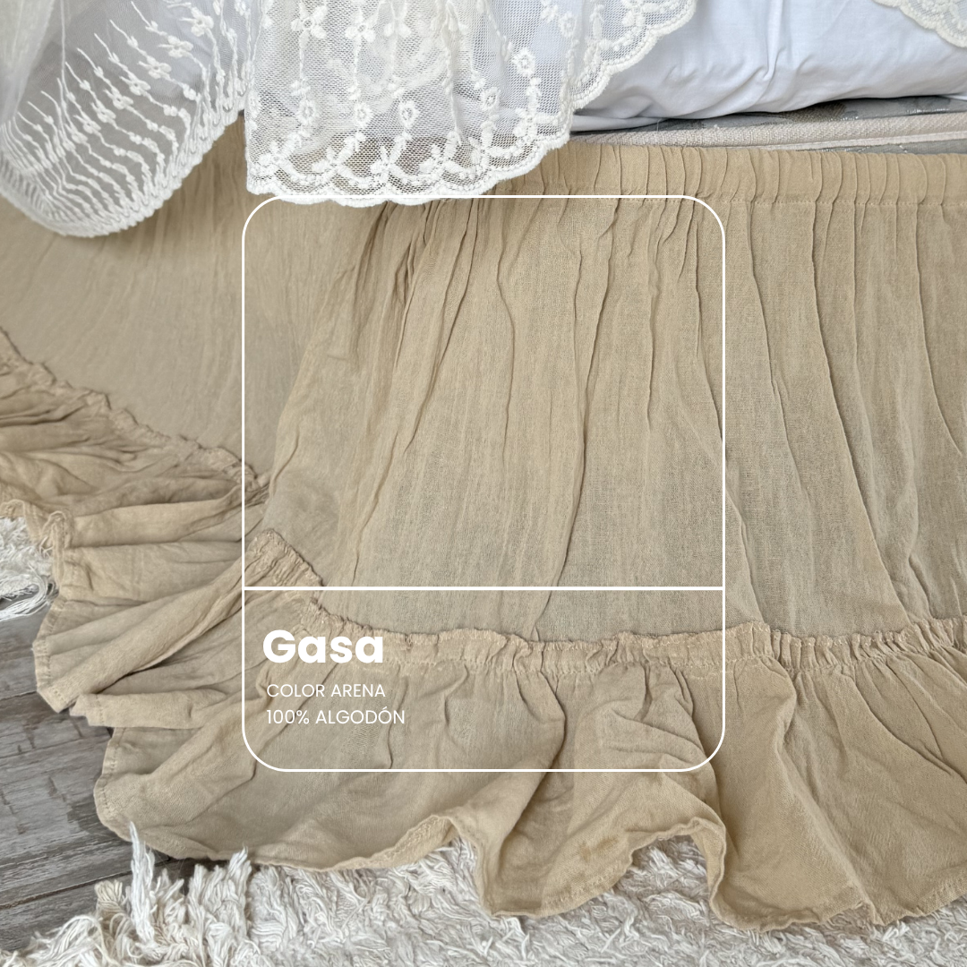 Detalle de gasa color arena 100% algod&oacute;n